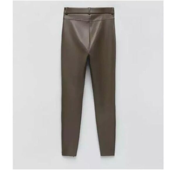 ✨ZARA Faux Leather Legging in Light Brown Sz Large✨ - Picture 6 of 12